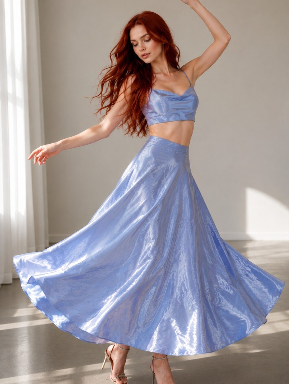 90s Vera Wang Vintage Periwinkle Taffeta Ball Gown Maxi Skirt Size 4 Rare CC